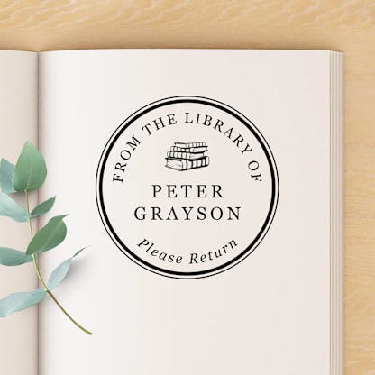 Classic Custom Name Book Stamp, Round Self Inking