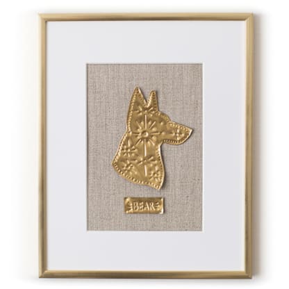 Custom Pet Silhouette Art, 5x7in., Embossed Metal Commission