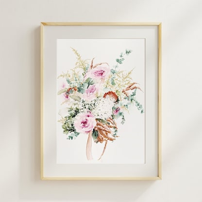 Wedding Bouquet Watercolor Painting 11 in x 14 in