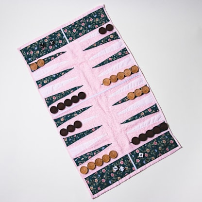 Pink Floral Outdoor/Travel Backgammon Set (Wood Pieces)