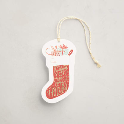 Stocking Wishing Foil-Pressed Gift Tags