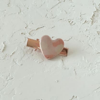 Pink Terrazzo Heart Mini Hair Clip