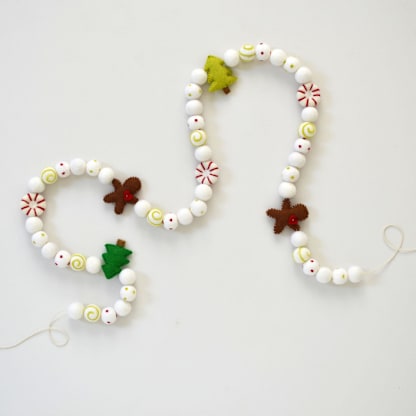Felt Christmas Garland, Tree, Peppermint & Gingerbread