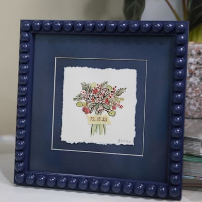 Custom Bouquet Art in Indigo Blue Frame