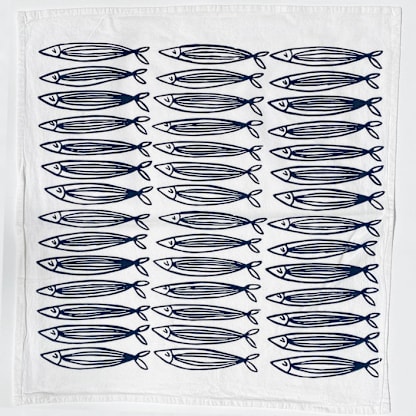 White Sardine Tea Towel