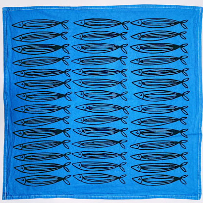 Blue Sardines Tea Towel