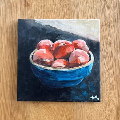 Peaches in a Blue Bowl