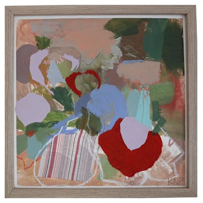 Summer Bouquet, Framed Original Floral Painting, Contemporary Abstract Floral, 12x12