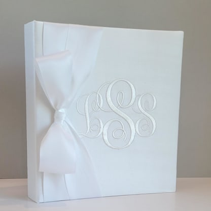 Wedding Memory Book — White Silk w/Satin Ribbon