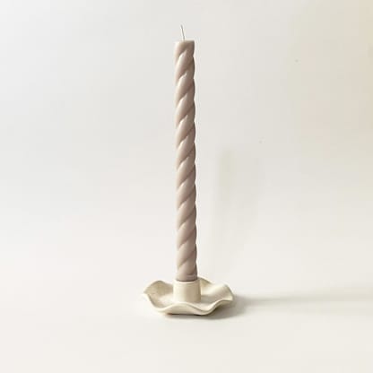Handmade Ceramic Ruffle Cottagecore Taper Candle Holder