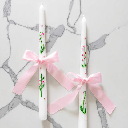 Custom Hand-Painted 12" Taper Candle with Coordinating Ribbon