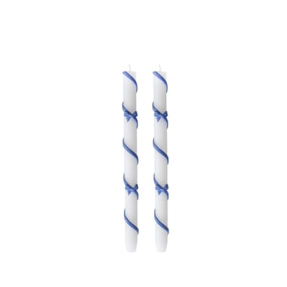 Blue Coquette Taper Candles - Set of 2