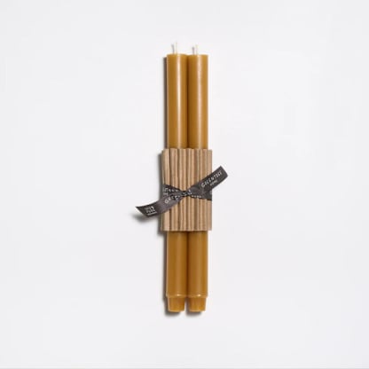 12" Church Taper 100% Beeswax (pair) - Natural
