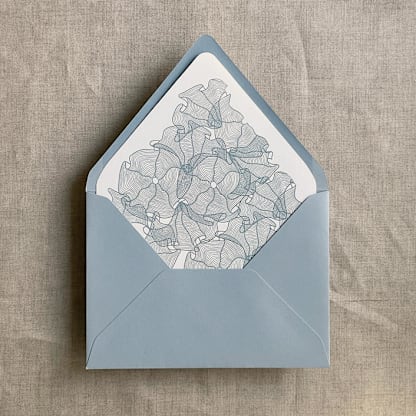 Steel blue ruffled floral lace liner for A7 euro flap envelope | pack of 10