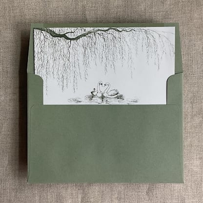 willow and swan moss print liner for A7 square flap envelope | pack of 10