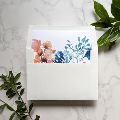 Garden Watercolor Square Flap Envelope Liner | Set of 10
