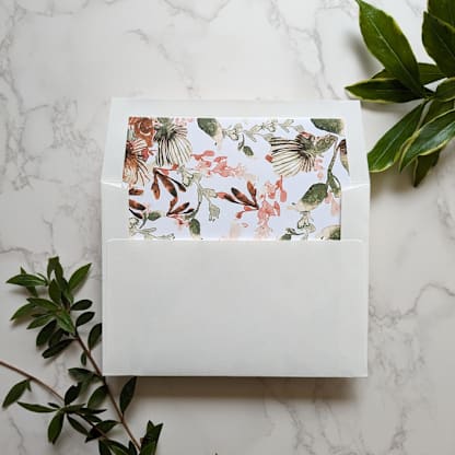 Vintage Floral Watercolor Square Envelope Liner | Set of 10