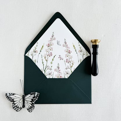 Elegant Wildflower Floral Wedding Invitation Envelope liners, Set of 10