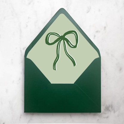 Green Whimsical Holiday Bow for A7 Euro Flap Envelope Liners | Set of 10
