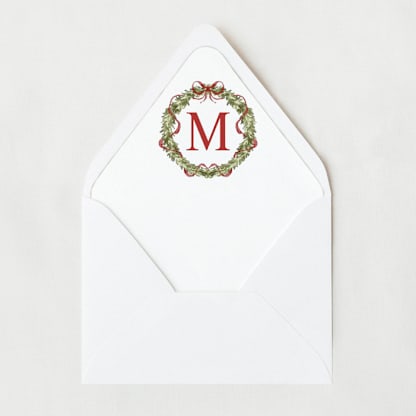 Christmas Wreath Monogram | Set of 25 Envelope Liners