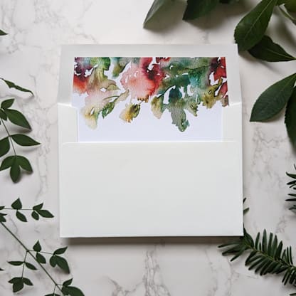 Bleeding Roses Watercolor Envelope Liner | Set of 10