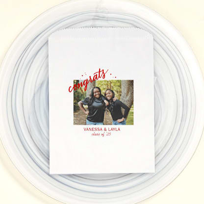 Congrats Grad Confetti Custom Photo Party Bag, set of 25