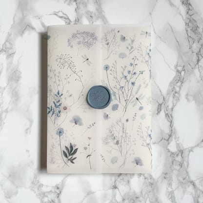 Blue Wildflower Vellum Jacket for Wedding Invitations (10 Pack)
