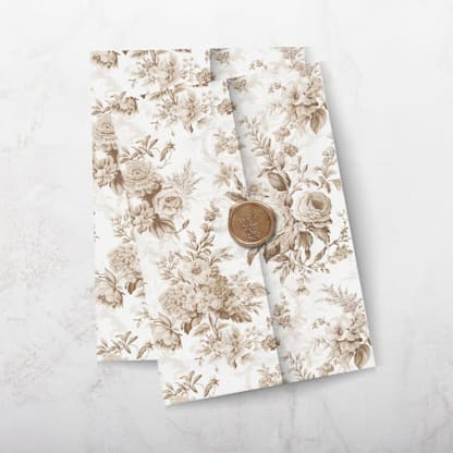 Dark Brown Toile Vellum Jacket for 5 x 7 Wedding Invitations (set of 10)