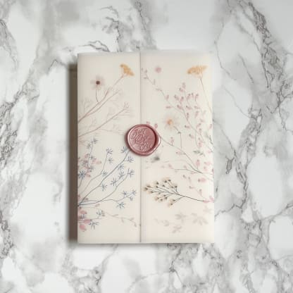 Pink Wildflower Vellum Jacket for Wedding Invitations (10 Pack)