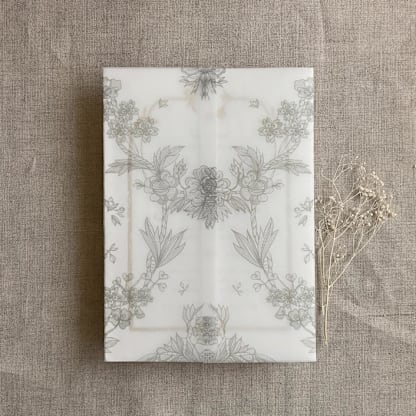 Venetian floral lace oyster color printed vellum wrap for 5x7 card | pack of 10
