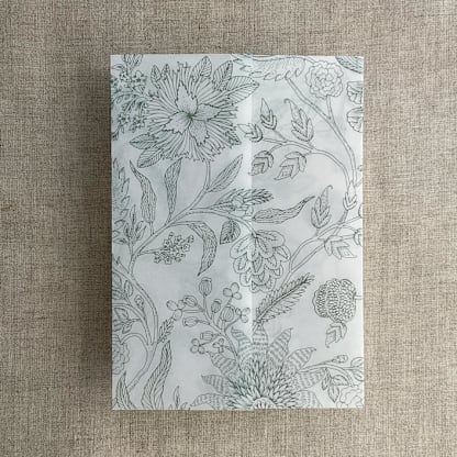 Maeve botany pewter printed vellum wrap for 5x7 card | pack of 10