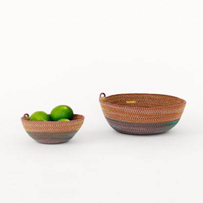 Small Teal and Marigold Rope Bowl