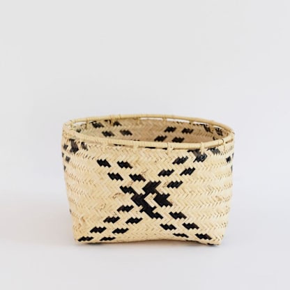 Handmade Rattan Storage Basket | Stripe Noir