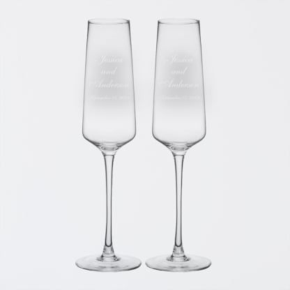 Wedding Couple Personalized Champagne Estate Glasses, Set of 2