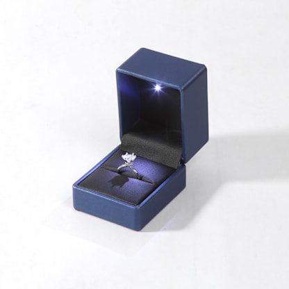 Blue Leather Ring Box with Light
