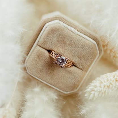 Ring Box for Wedding Engagement Band Velvet Octagon
