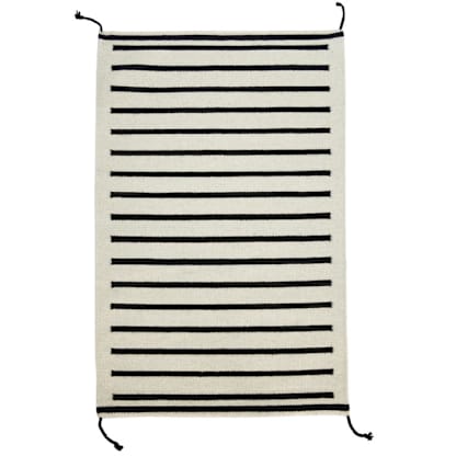 Zapotec Black and Ivory Striped Rug #2, Size 2'x3'
