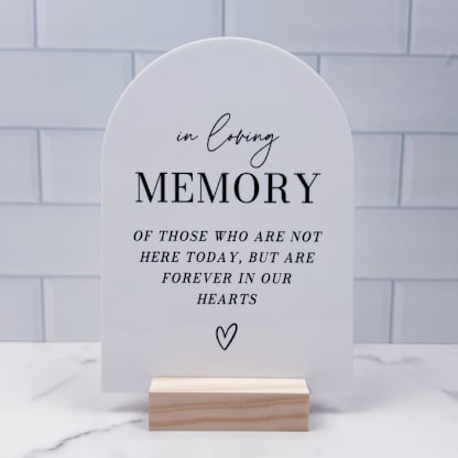 In Loving Memory Modern Minimalist Arch Sign, White Arch, 5"x7"