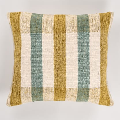 Mayapo Wool Pillow Cover Aquamarine Blue & Golden Olive