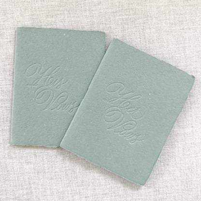 Debossed Print Vow Books - Set of 2 - Sage Green