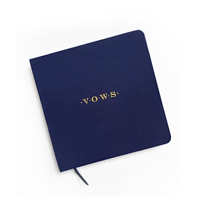 Linen Wedding Vow Book | Gold Foil on Navy Blue Linen