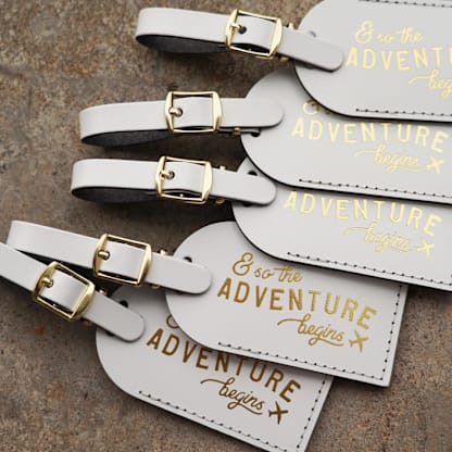 & So the Adventure Begins Luggage Tags | White, Quantity of 5