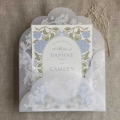White lace vellum petal pochette for 5x7 card | pack of 10