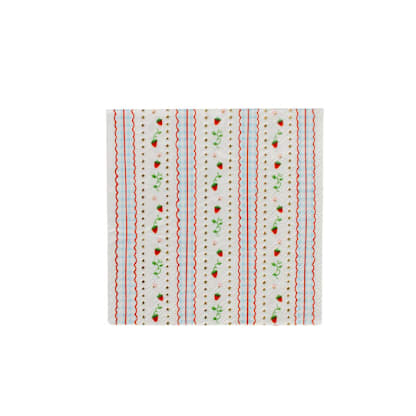 Strawberry Picnic Gingham Print Petite Napkins - Pack of 16