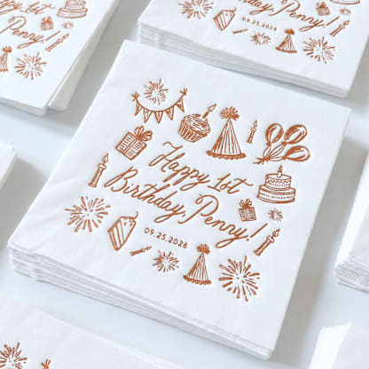 Personalized Happy Birthday Napkin | Set of 50 | Choose Your Foil Color