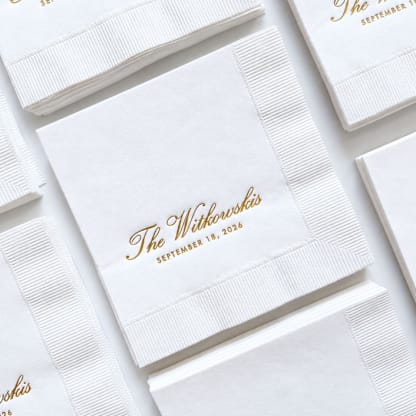 Custom Wedding Cocktail Napkin | Set of 50 | Choose Your Foil Color