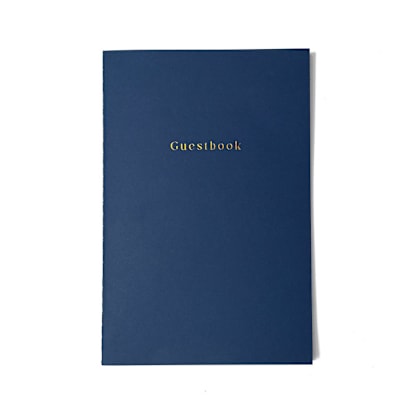 Classic Navy Blue Saddle Stitch Guestbook