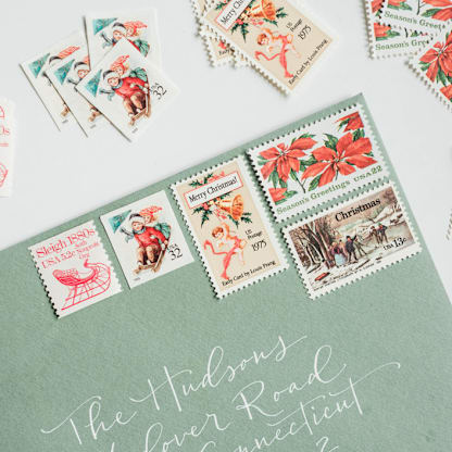 A Nostalgic Christmas Postage Stamp Set // Set of 5