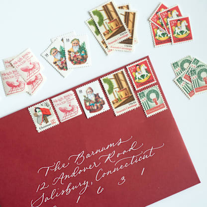 A Vintage Christmas Postage Set // Set of 5 // $.86 per set