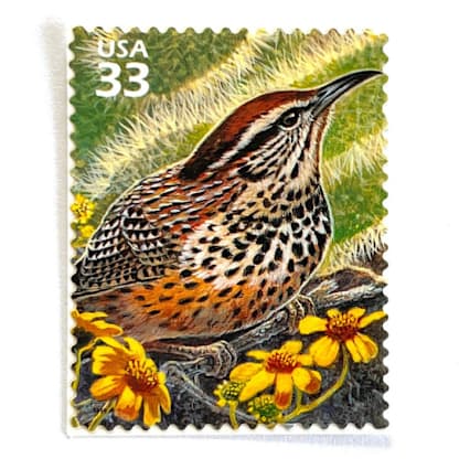 Cactus Wren Postage Stamps | Nature of America Series | Sonoran Desert | Vintage Unused USPS Postage 33c